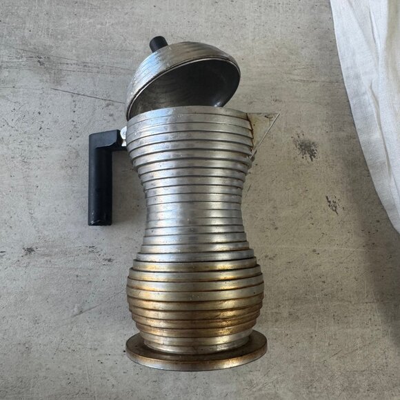 Alessi Pulcina "Moka" Maker -- Silver and Black - Picture 2 of 6